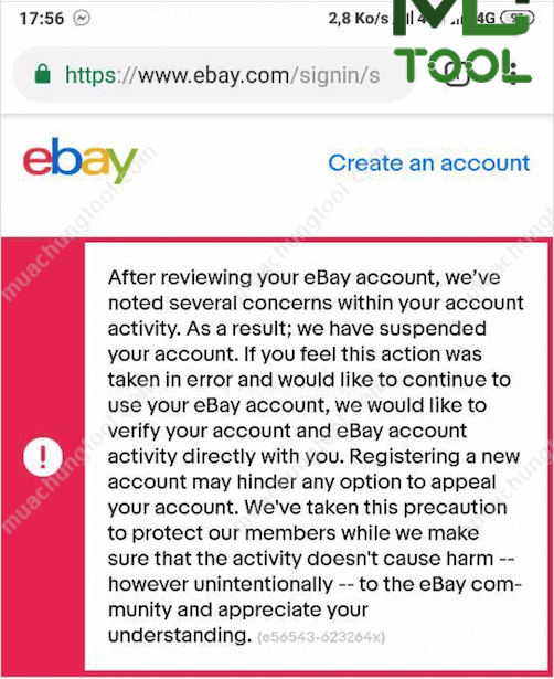 eBay bị tạm ngưng