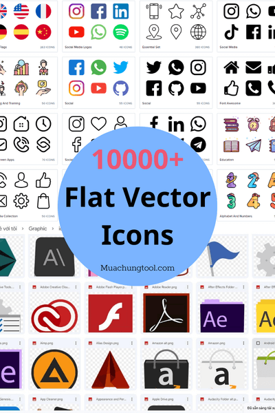 Gói 10000+ Flat Vector Icons