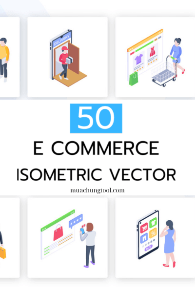 50 Ecommerce Isometric Vector