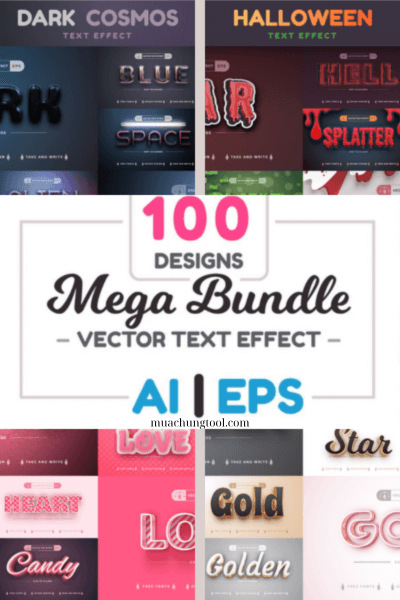 Bundle 100 Vector Text Effects