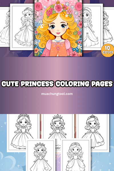 Cute Princess Coloring Pages For KDP