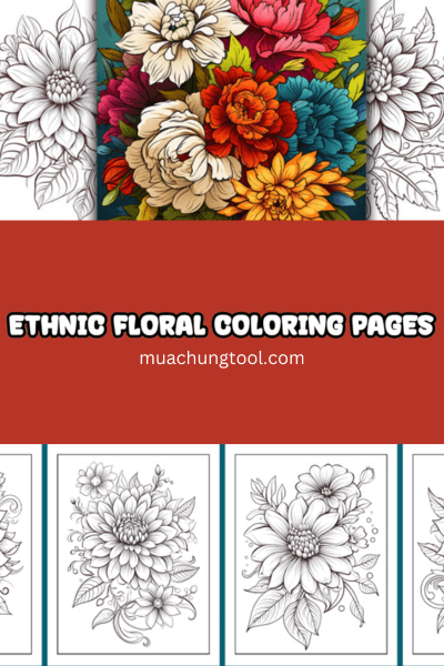 Ethnic Floral Coloring Pages