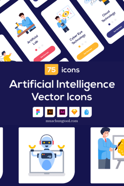 75 Artificial Intelligence Vector Icon