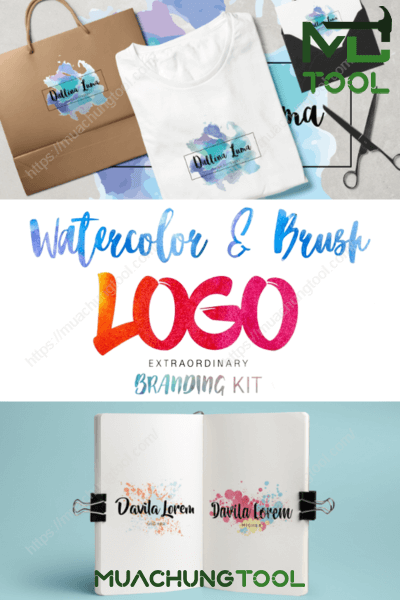 Watercolor And Brush Logos Branding Kit