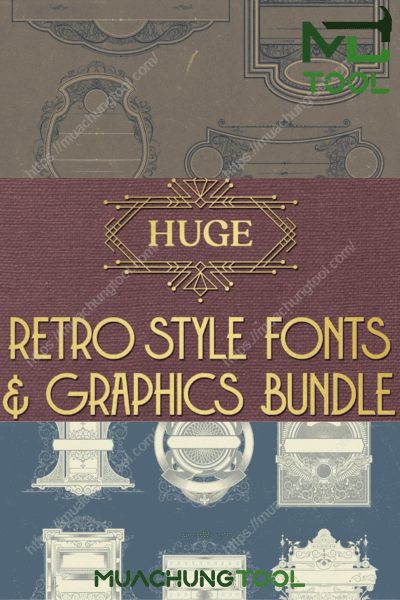 Huge Retro Style Fonts And Graphics Bundle